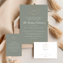Sage Green Monogram Classic Crest Wedding