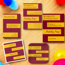 Modern Simple Burgundy And Gold Elegant Birthday