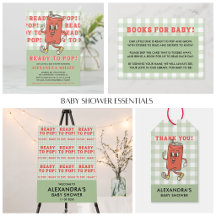 She's Ready to Pop Baby Shower: Sage Green Gingham