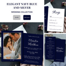 Elegant Navy Blue and Silver Formal Wedding
