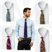 Cute Tiger Skin Pattern Ties For Men & Groomsmen
