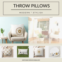 Throw Pillows   Gold Starburst Designs