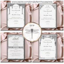 Vintage Gothic Medieval Line Border White Wedding