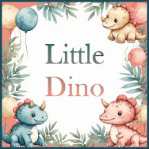 Roaring Little Dino Birthday Watercolor Treasure