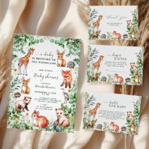 Rustic Woodland Watercolor Baby Shower Collection