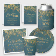 TEAL WITH GOLD STRING LIGHTS BIRTHDAY