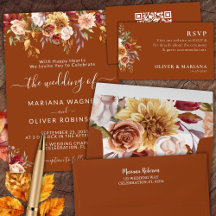 Fall Foliage Autumn Colors on Terracotta Wedding