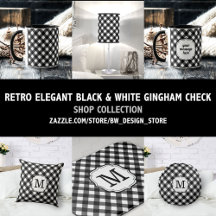 Retro Elegant Black and White Gingham Check
