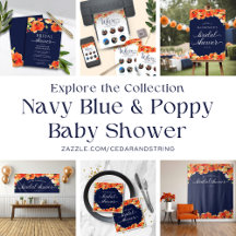 Navy Blue and Golden Poppy Bridal Shower