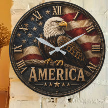 American Patriot Wall Clock Collection   Rustic US