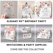 ELEGANT WILDFLOWER 90TH BIRTHDAY WHITE/ACRYLIC