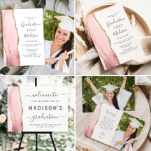 Chic Blush Pink Gold Agate Graduation Suite