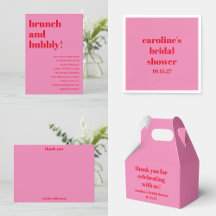 Bold Typography Pink and Red Modern Bridal Shower