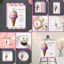Colorful Pastel Ice Cream Sundae Baby Shower