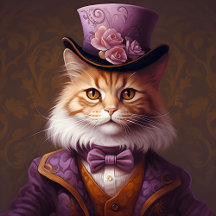 Aristocratic Cat In Purple And Orange