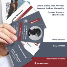 Grey & White Fitness Business Cards & Marketing