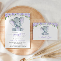 Elephant, Purple Flowers Birthday Collection