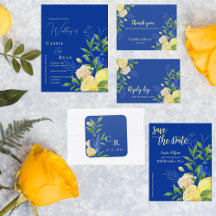 Blue Floral Lemon Mediterranean-Inspired Wedding