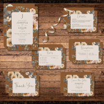 Vanilla White Boho Roses Rust Wedding Suite