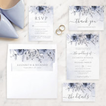 Dusty Blue Watercolor Floral Wedding Suite
