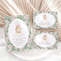 Bunny and Pink Flowers Baby Shower Collection