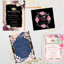 Floral Graduation Party Invitations