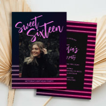 Sweet Sixteen Glitter Birthday Party Invitation 