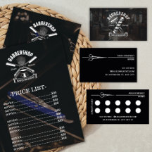 Modern Black Barbershop Business Cards