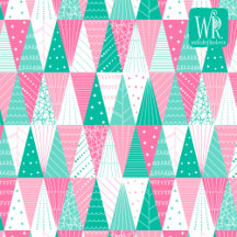 Pink and Teal -  Minimalist Christmas Trees
