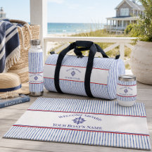 Coastal Striped Monogram Boating Lifestyle  