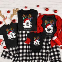 Initial Name Santa Hat Matching Family