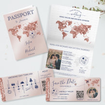 Rose Gold and Navy Glitter Passport