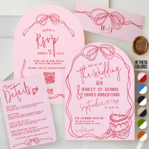 Modern Quirky Hand Drawn Bow Wedding Stationery