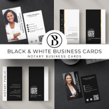 Minimal Black & White Notary Business Cards