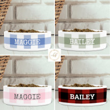 Personalized Rustic Plaid Dog or Cat Pet Bowls