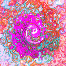 Purple and Orange Groovy Abstract Retro Swirl