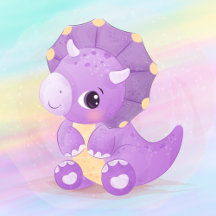 Cute Purple Dinosaur Pastels Baby Shower 