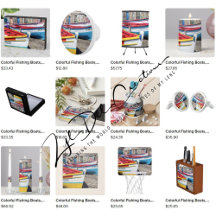 Gifts with colorful Fishing Boats design