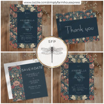 Art Nouveau Blue William Morris Floral Wedding