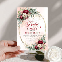 Burgundy and white glowers gold Baby Shower 136Y