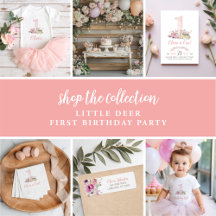 Little Deer   Pink Woodland Floral 1st Birthday