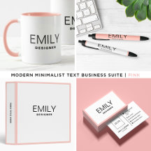 Modern Bold Text   Pink Border Business Suite