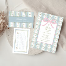 Preppy Bow Floral Stripe Baby Shower