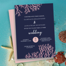 Painted Blush Pink Corals Tropical Beach Wedding