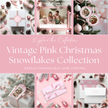 Vintage Pink Christmas Snowflakes 