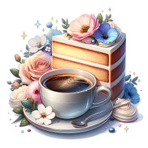 Coffee and Cake Watercolor Birthday