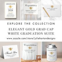 Elegant Gold Grad Cap White Graduation Suite