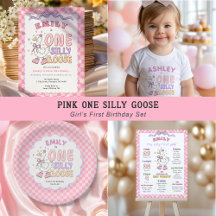 Pink One Silly Goose - Girl's First Birthday Set