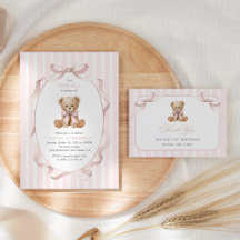Bear and Pink Stripes First Birthday Collection