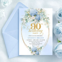 Blue hydrangea eucalyptus gold 90th birthday 39-90